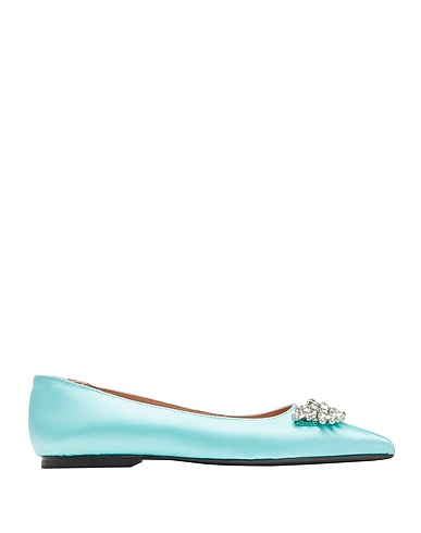 8 by YOOX Ballet flats SATIN EMBELLISHED FLATS
 Turquoise 50% Cotton, 50% Polyester