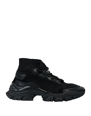 MONCLER Sneakers Black Leather, Textile fibers
