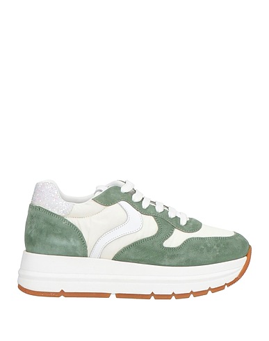 VOILE BLANCHE Sneakers Light green Soft Leather, Textile fibers