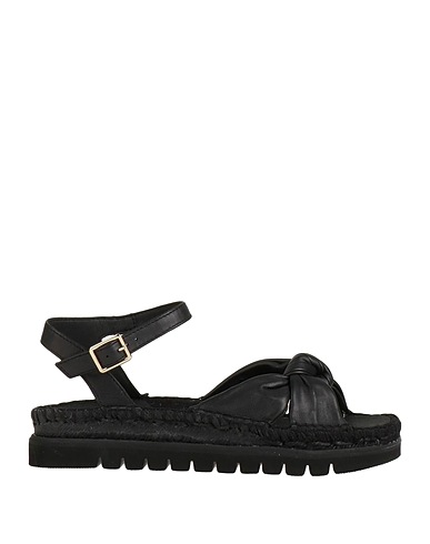 GAIMO Espadrilles Black Soft Leather, Jute