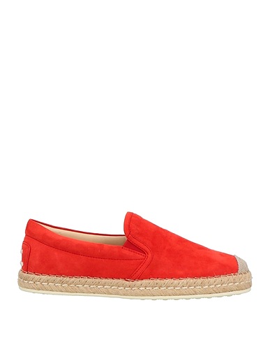 TOD'S エスパドリーユ レッド 革（なめし加工）