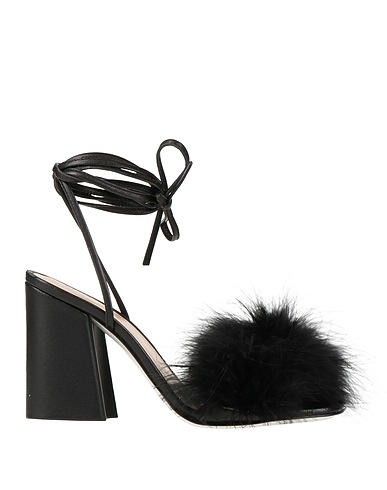 VIVETTA Sandals Black Leather, Feathers