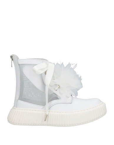 MONNALISA Ankle boot White Calfskin, Polyamide, Elastane