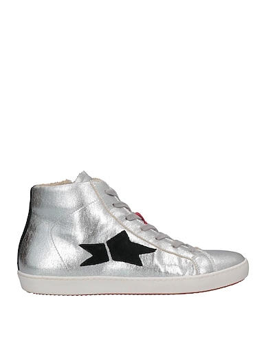 ISHIKAWA Sneakers Silver Soft Leather, Textile fibres