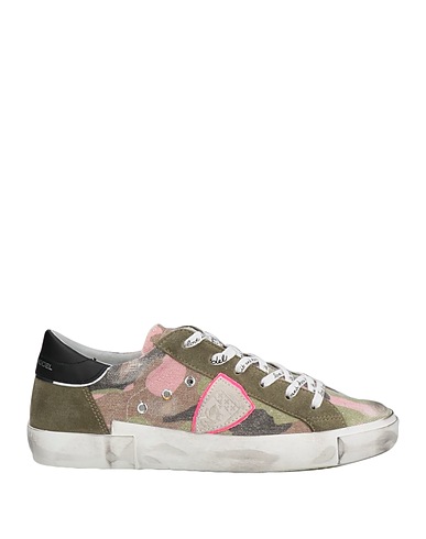 PHILIPPE MODEL Sneakers Military green Leather, Textile fibers