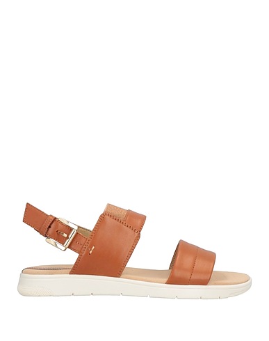 GEOX Sandals Tan Soft Leather, Textile fibres