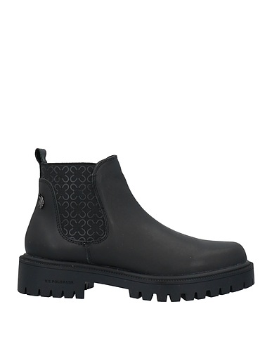 U.S.POLO ASSN. Ankle boot Black Leather, Textile fibres