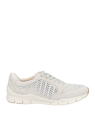 GEOX Sneakers Light grey Soft Leather, Textile fibres
