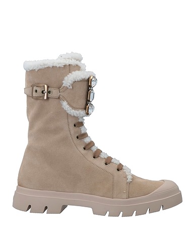 ROGER VIVIER Ankle boot Beige Soft Leather, Shearling