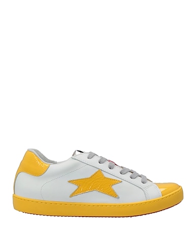 ISHIKAWA Sneakers White Soft Leather, Textile fibres