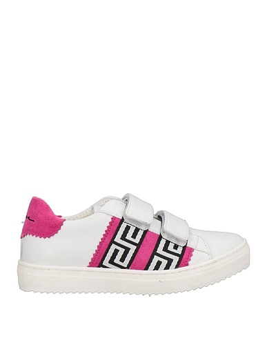 VERSACE YOUNG Sneakers White Soft Leather, Textile fibres
