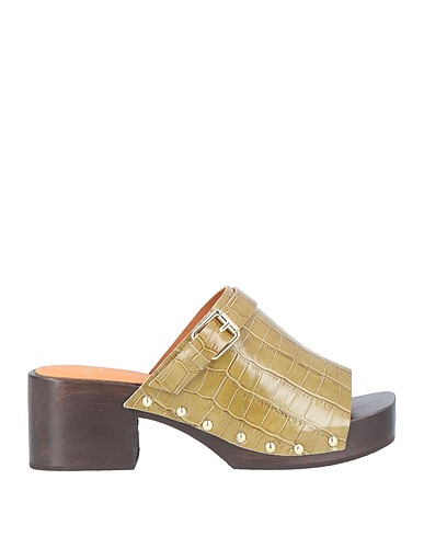 ANAKI Mules and clogs Sage green Soft Leather