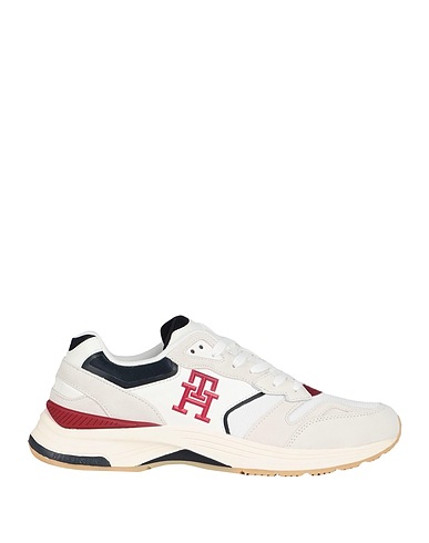 TOMMY HILFIGER Sneakers White Leather, Textile fibres