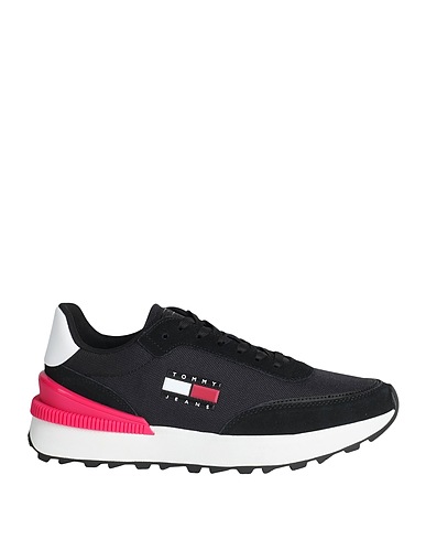 TOMMY JEANS Sneakers Black Leather, Textile fibres