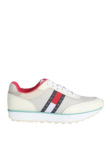 TOMMY JEANS Sneakers Beige Soft Leather, Textile fibers
