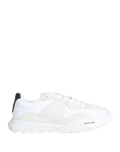 TOMMY HILFIGER Sneakers White Leather, Textile fibres