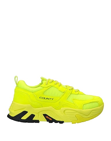 MARCELO BURLON Sneakers Lime green Textile fibers, Soft Leather