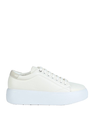 CALVIN KLEIN Sneakers Ivory Soft Leather, Textile fibres