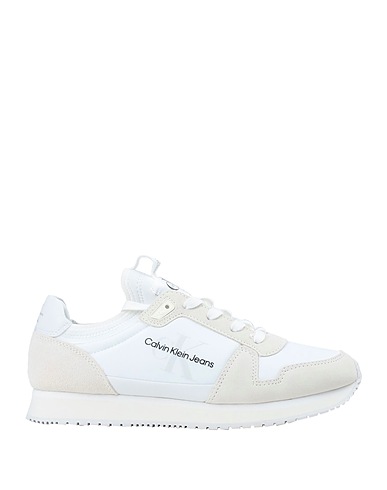 CALVIN KLEIN JEANS Sneakers Bianco Pelle, Fibre tessili