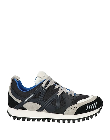 EMPORIO ARMANI Sneakers Black Leather, Textile fibers