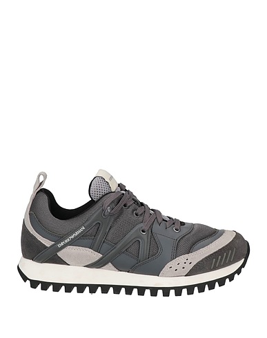 EMPORIO ARMANI Sneakers Lead Leather, Textile fibers