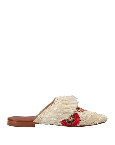 DE SIENA Mules and clogs Pastel yellow Natural raffia