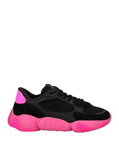 VALENTINO GARAVANI Sneakers Black Leather, Textile fibers