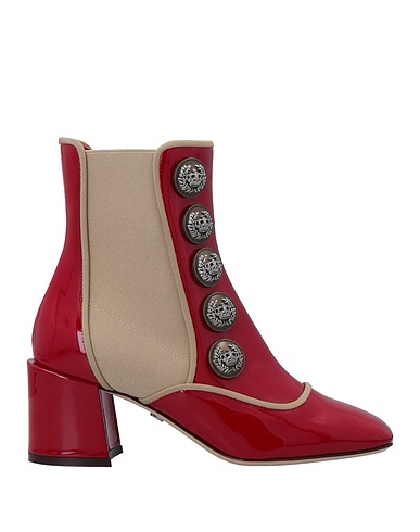 DOLCE&GABBANA Ankle boot Red 70% Calfskin, 20% Viscose, 7% Polyester, 3% Elastane
