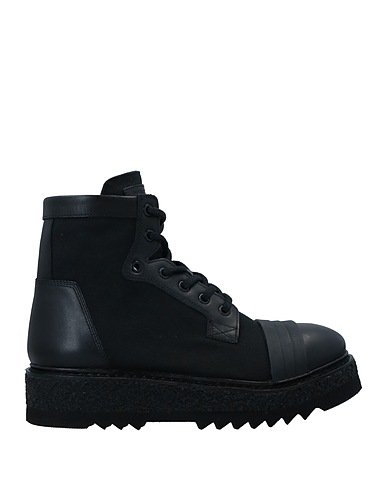 EMPORIO ARMANI Ankle boot Black 100% Cotton, Bovine leather, Rubber