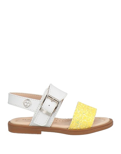 FLORENS LE PICCOLE Sandali Giallo Pelle, Fibre tessili