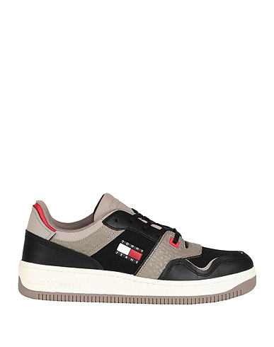 TOMMY JEANS Sneakers Black Leather, Textile fibers