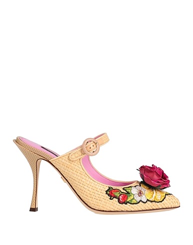 DOLCE&GABBANA Mules and clogs Beige 55% Viscose, 20% Calfskin, 14% Cotton, 9% Textile fibres, 2% Goat skin