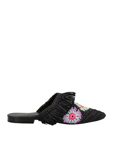 DE SIENA Mules and clogs Black Natural raffia