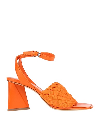 STRATEGIA Sandals Orange Soft Leather, Textile fibres