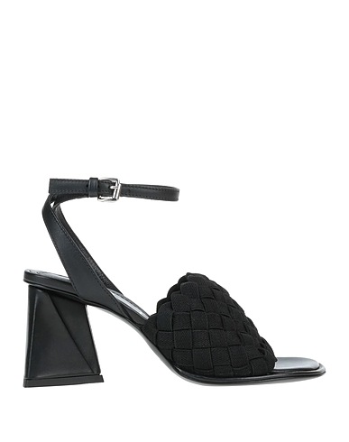 STRATEGIA Sandals Black Soft Leather, Textile fibers