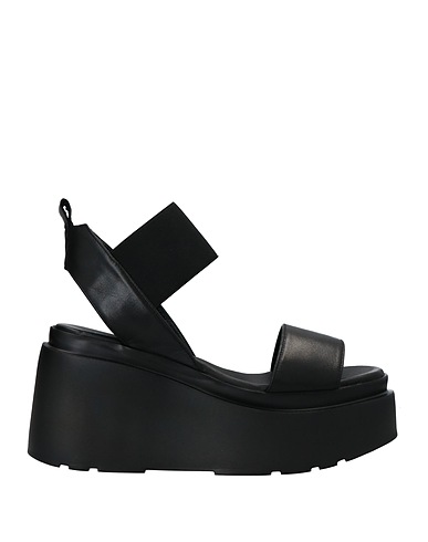 ELENA IACHI Sandals Black Soft Leather, Elastic fibres