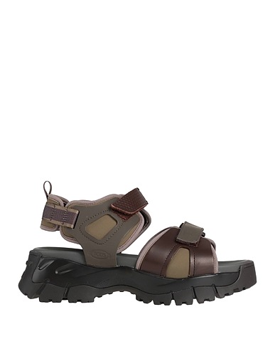 TOD'S Sandals Military green Textile fibres, Soft Leather