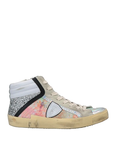 PHILIPPE MODEL Sneakers Silver Leather, Textile fibers