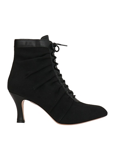 PINKO Ankle boot Black Soft Leather, Textile fibers