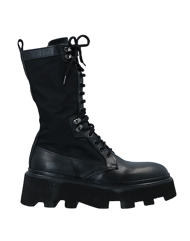 ELENA IACHI Ankle boot Black Soft Leather, Textile fibers