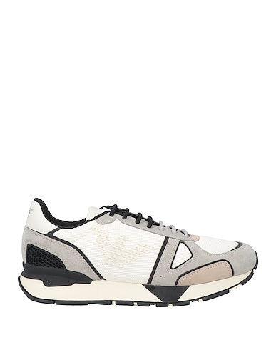 EMPORIO ARMANI Sneakers Grey Soft Leather, Textile fibers