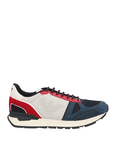 EMPORIO ARMANI Sneakers Midnight blue Soft Leather, Textile fibers