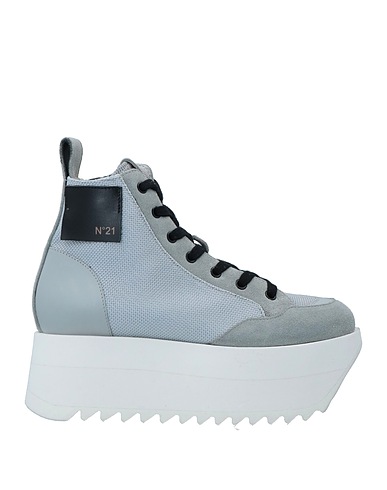 N°21 Sneakers Grigio Pelle di vitello, Fibre tessili