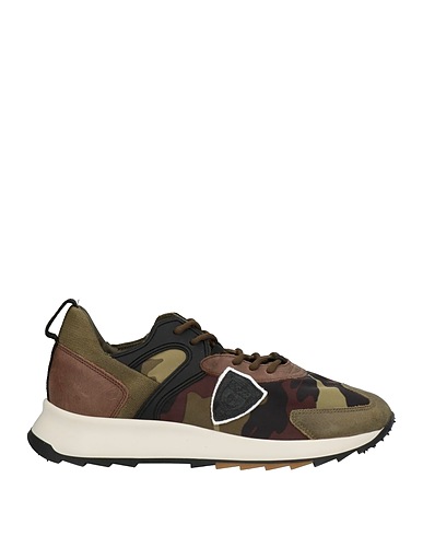 PHILIPPE MODEL Sneakers Military green Soft Leather, Textile fibers