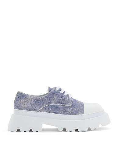 8 by YOOX Laced shoes SUEDE AND RUBBER CAP-TOE LACE-UPS
 Pastel blue 100% Goat skin