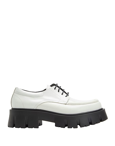 8 by YOOX Laced shoes ABRADED LEATHER CHUNKY LACE UPS
 White 100% Bovine leather