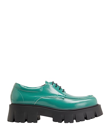 8 by YOOX Laced shoes ABRADED LEATHER CHUNKY LACE UPS
 Green 100% Bovine leather