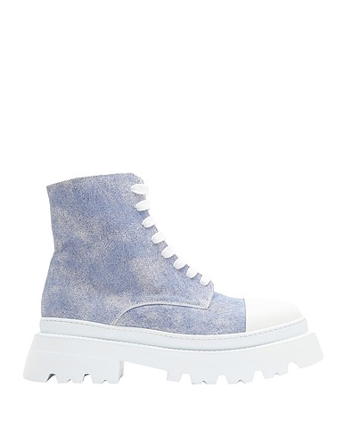 8 by YOOX Ankle boot SUEDE AND RUBBER CAP-TOE LACE-UP ANKLE BOOTS
 Pastel blue 100% Cow leather