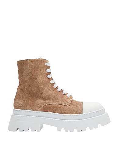 8 by YOOX Botín SUEDE AND RUBBER CAP-TOE LACE-UP ANKLE BOOTS
 Caqui 100% Piel de bovino