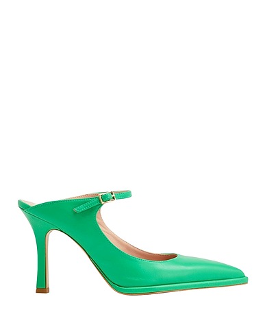 8 by YOOX Mule e zoccoli LEATHER MARY JANE MULES
 Verde 100% Pelle ovina